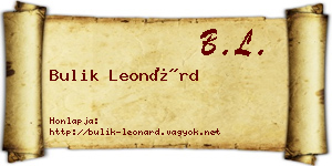 Bulik Leonárd névjegykártya